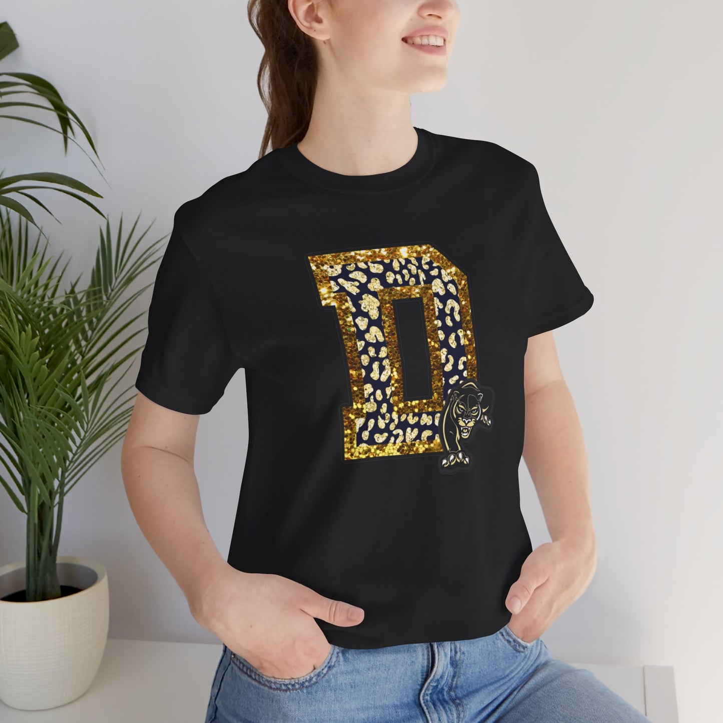 Unisex Jersey Short Sleeve Tee - Danbury Panther Glitter Spirit Shirt