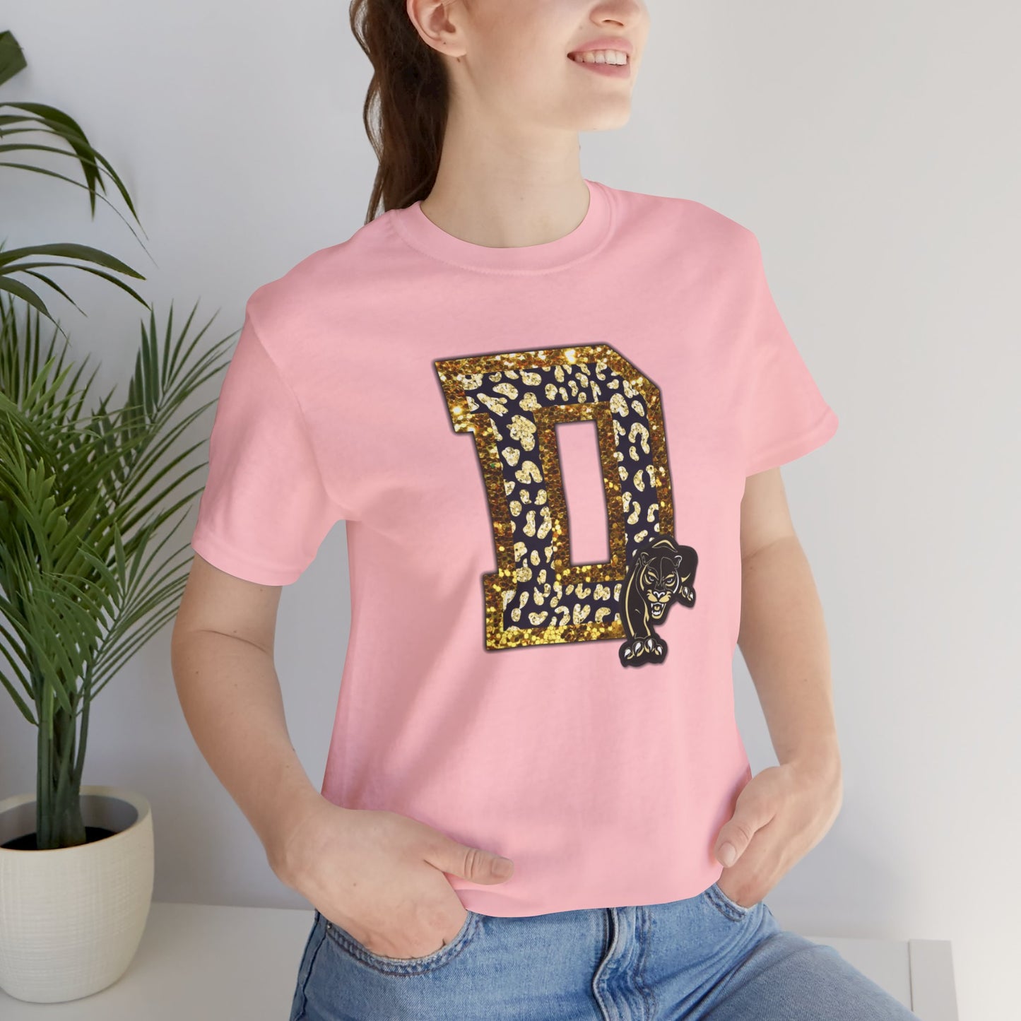 Unisex Jersey Short Sleeve Tee - Danbury Panther Glitter Spirit Shirt