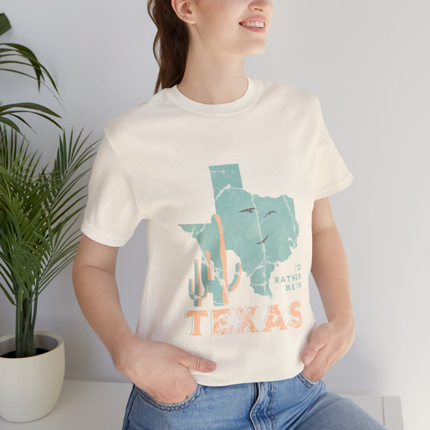 Unisex Jersey Short Sleeve Tee I’d rather be in Texas