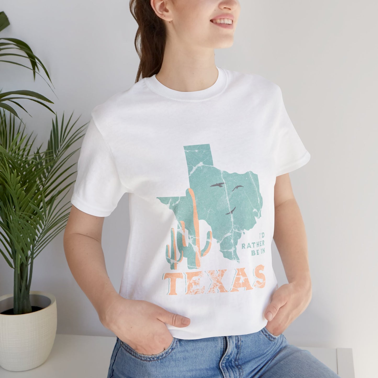 Unisex Jersey Short Sleeve Tee I’d rather be in Texas