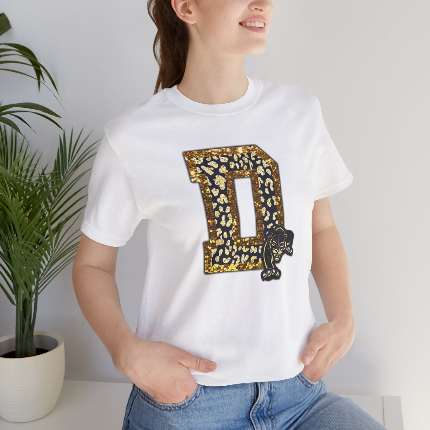 Unisex Jersey Short Sleeve Tee - Danbury Panther Glitter Spirit Shirt