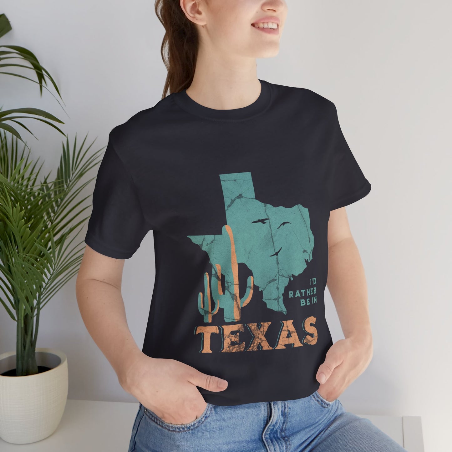 Unisex Jersey Short Sleeve Tee I’d rather be in Texas