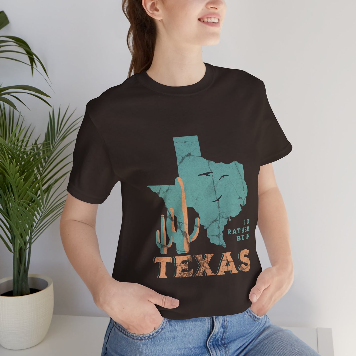 Unisex Jersey Short Sleeve Tee I’d rather be in Texas