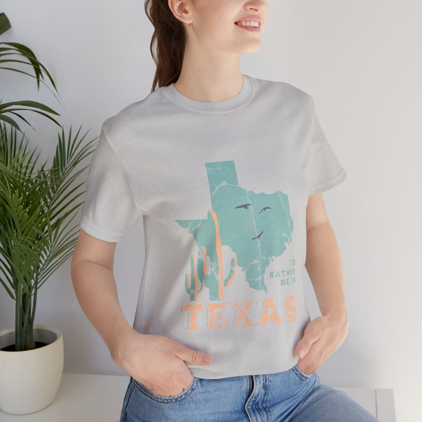 Unisex Jersey Short Sleeve Tee I’d rather be in Texas