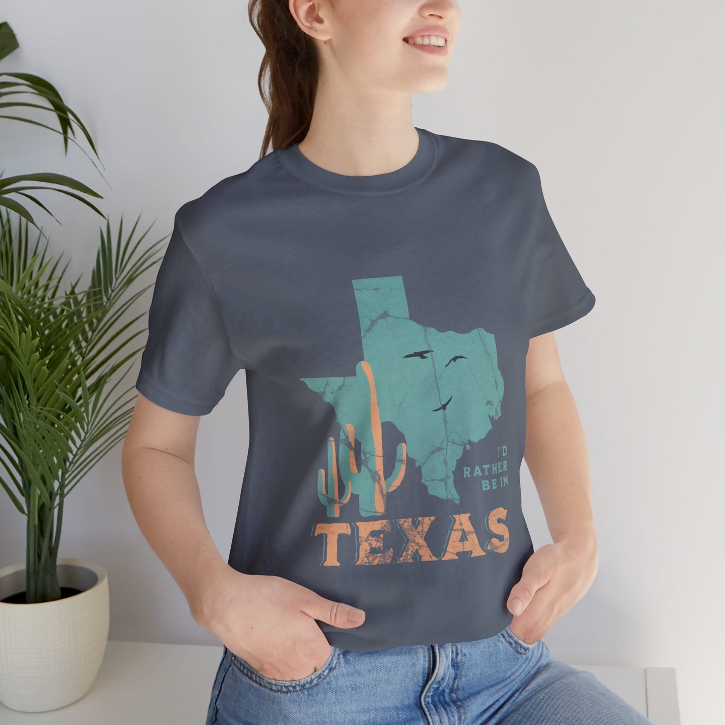 Unisex Jersey Short Sleeve Tee I’d rather be in Texas