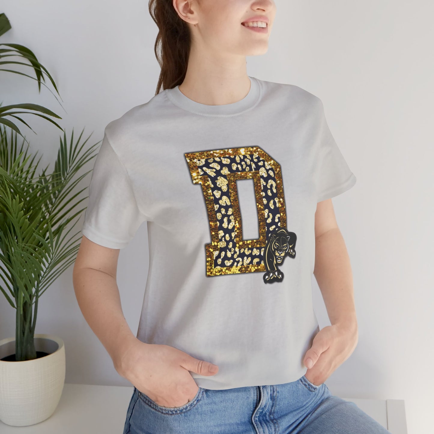 Unisex Jersey Short Sleeve Tee - Danbury Panther Glitter Spirit Shirt