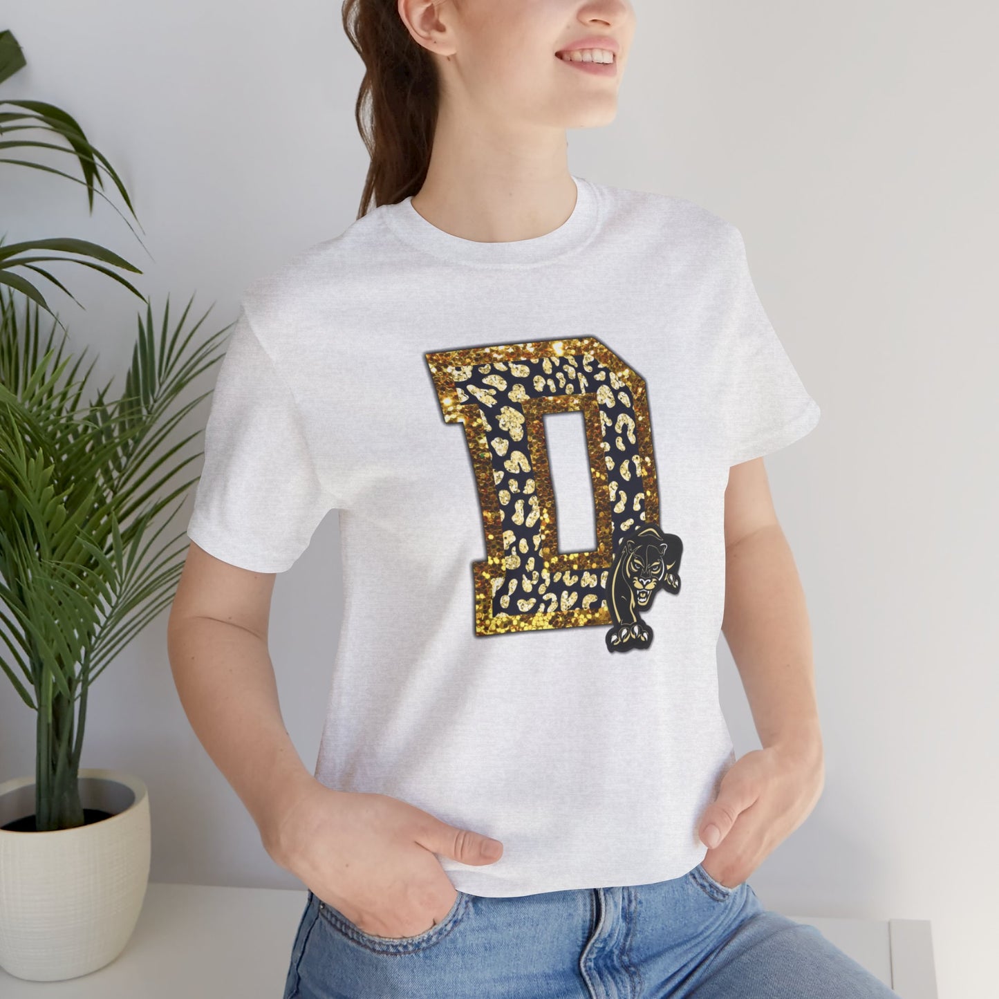 Unisex Jersey Short Sleeve Tee - Danbury Panther Glitter Spirit Shirt