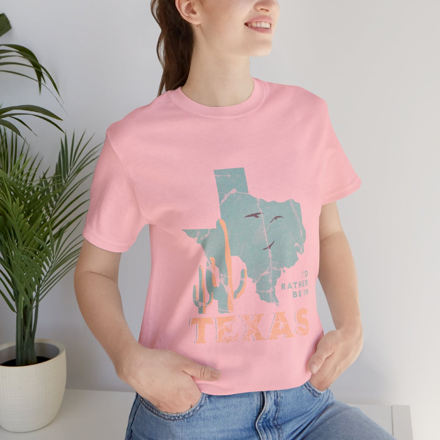 Unisex Jersey Short Sleeve Tee I’d rather be in Texas