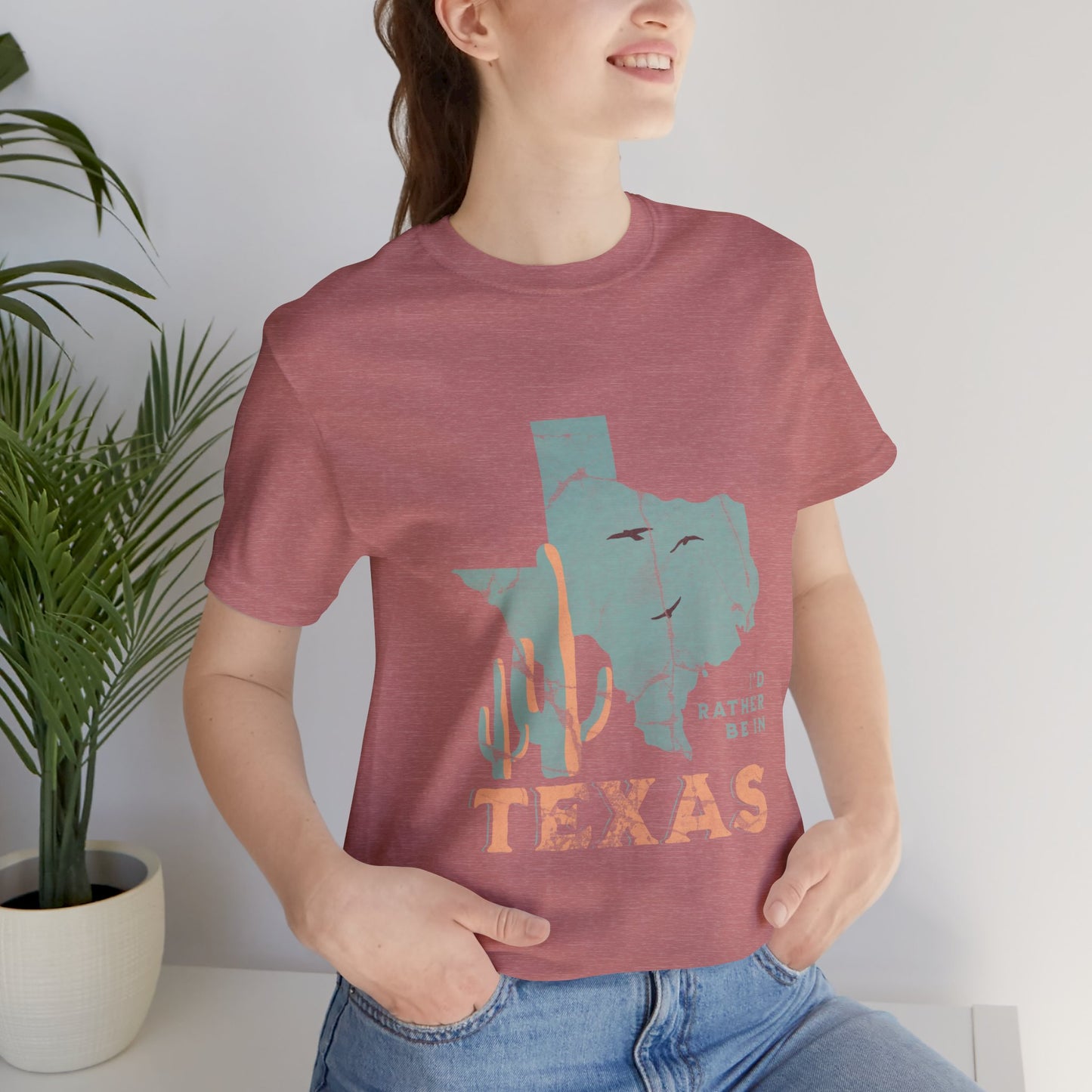 Unisex Jersey Short Sleeve Tee I’d rather be in Texas