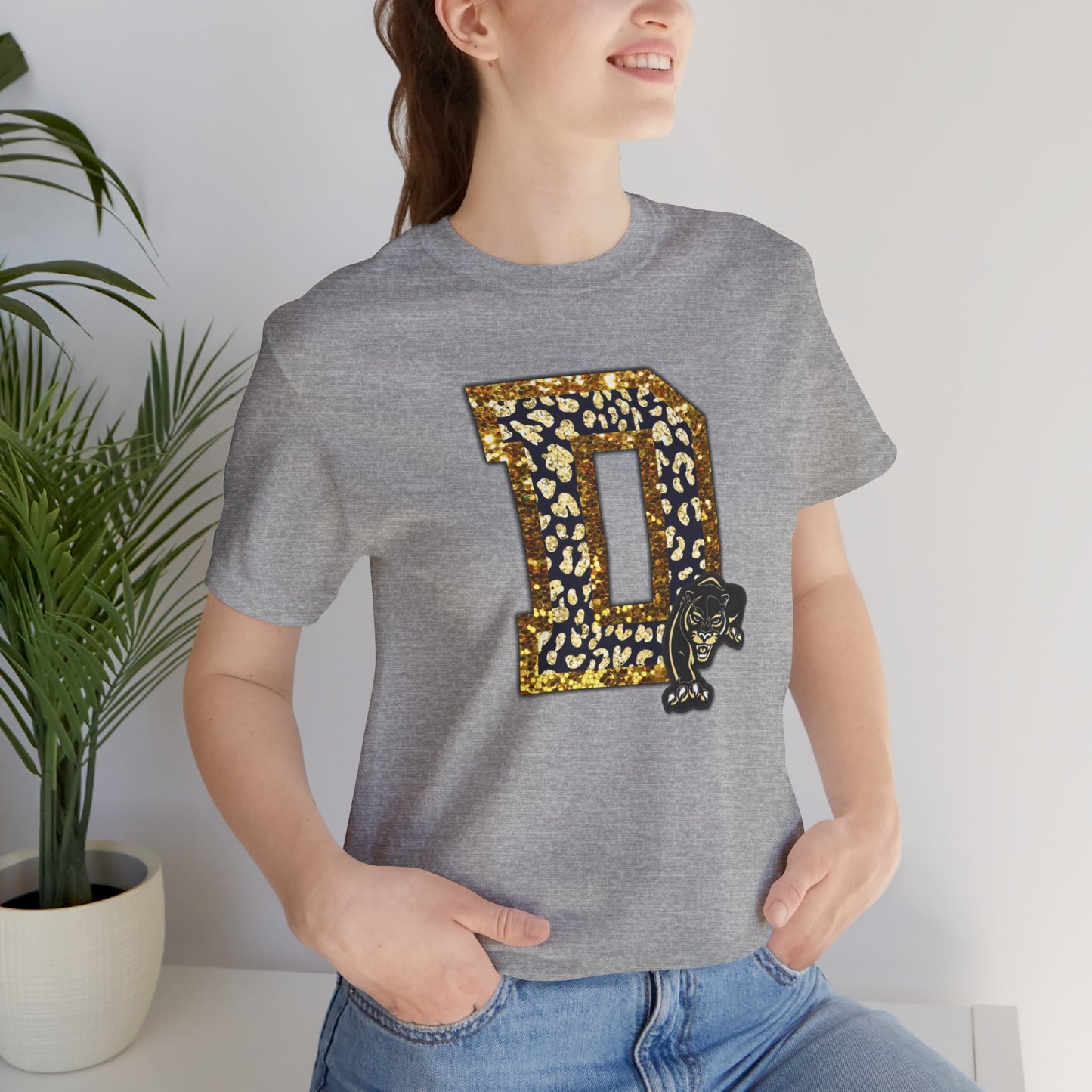 Unisex Jersey Short Sleeve Tee - Danbury Panther Glitter Spirit Shirt