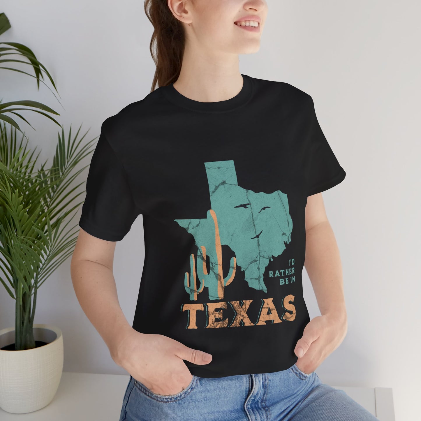 Unisex Jersey Short Sleeve Tee I’d rather be in Texas
