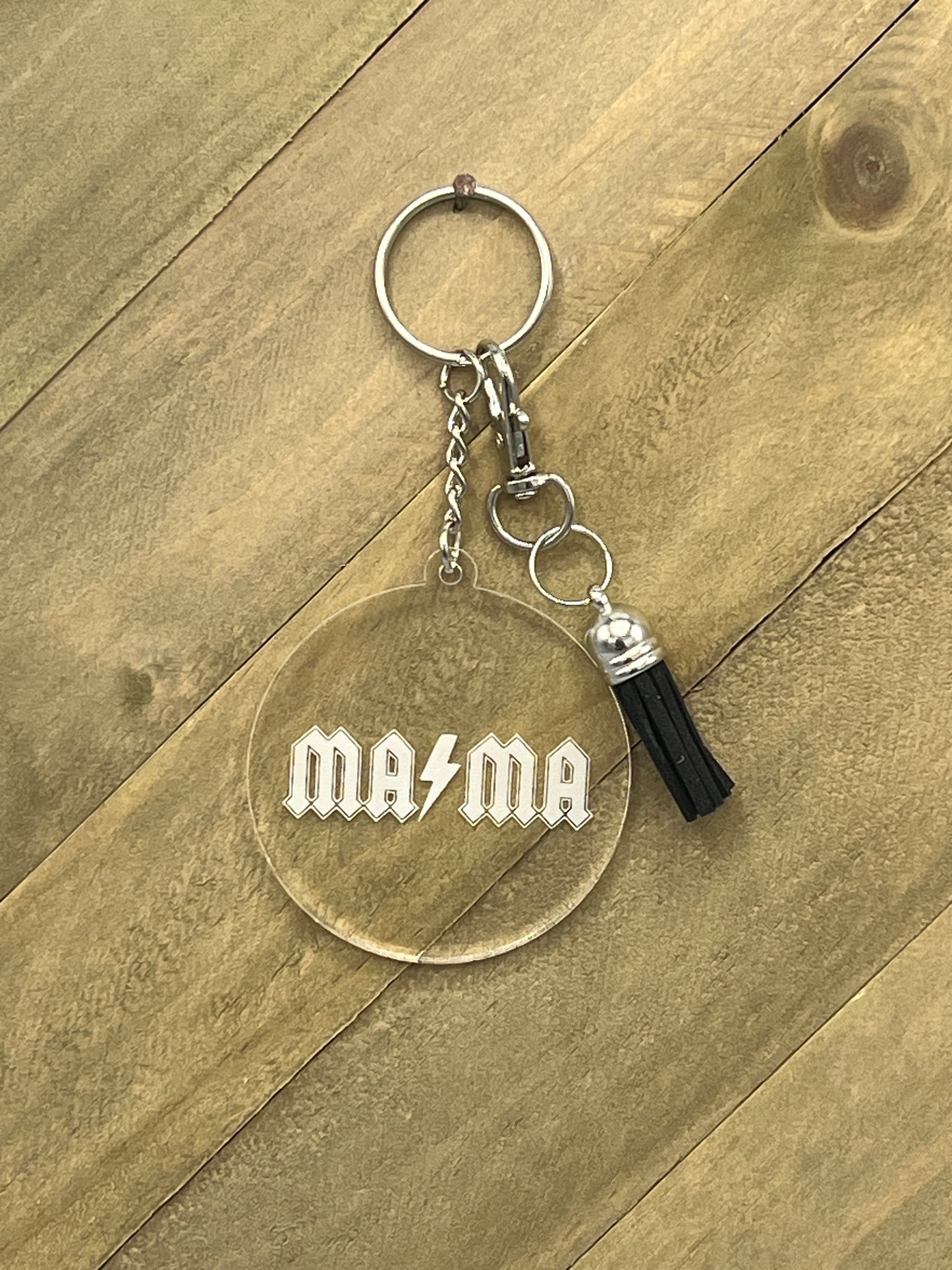 Personalized Mama Lightning Clear Acrylic Keychain