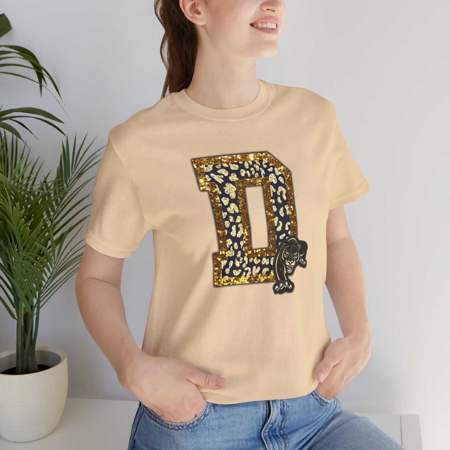 Unisex Jersey Short Sleeve Tee - Danbury Panther Glitter Spirit Shirt