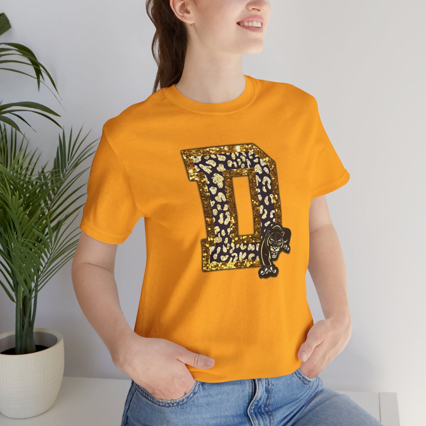 Unisex Jersey Short Sleeve Tee - Danbury Panther Glitter Spirit Shirt