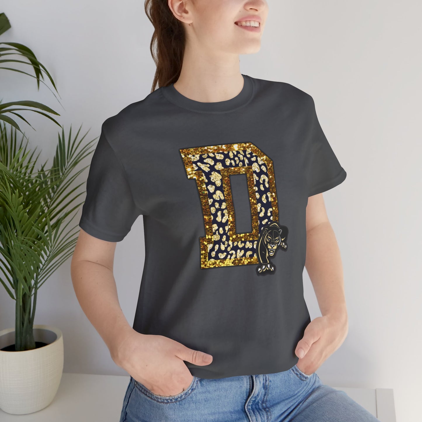 Unisex Jersey Short Sleeve Tee - Danbury Panther Glitter Spirit Shirt