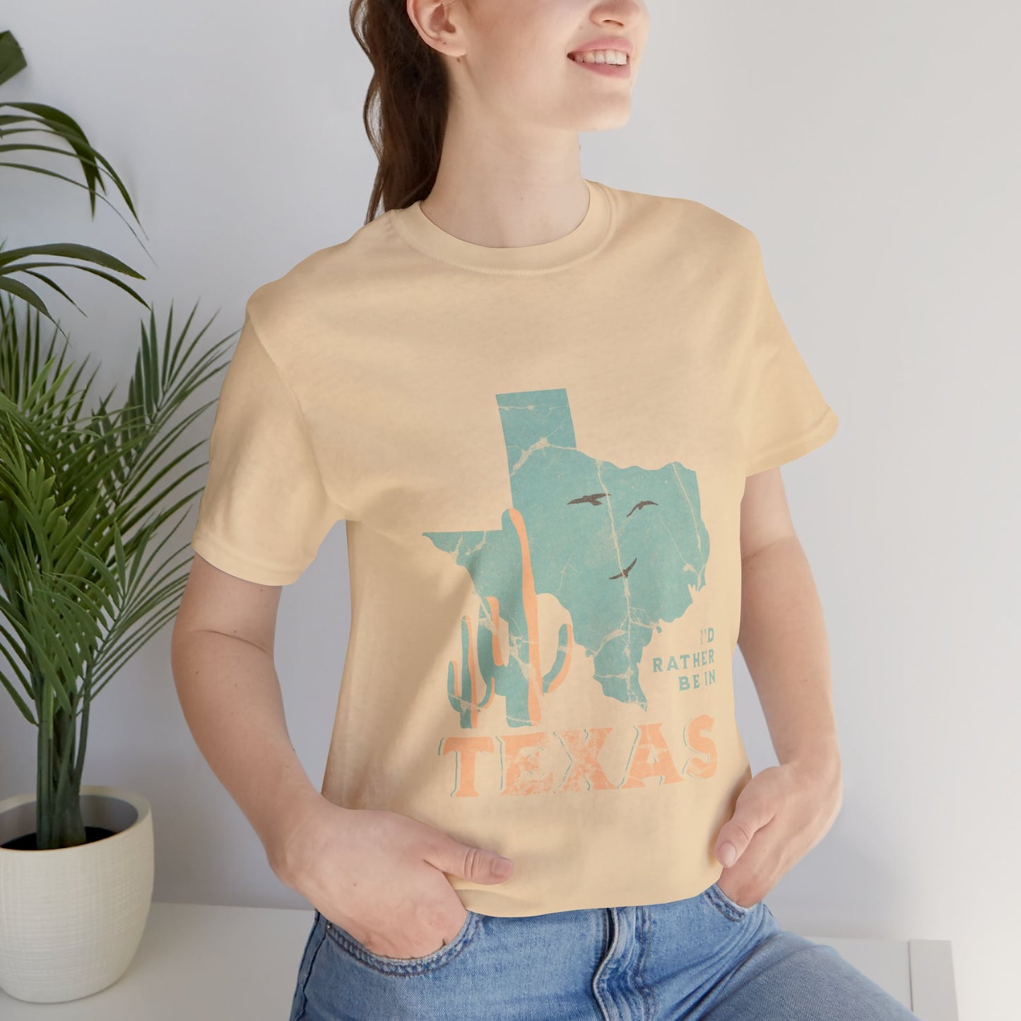 Unisex Jersey Short Sleeve Tee I’d rather be in Texas