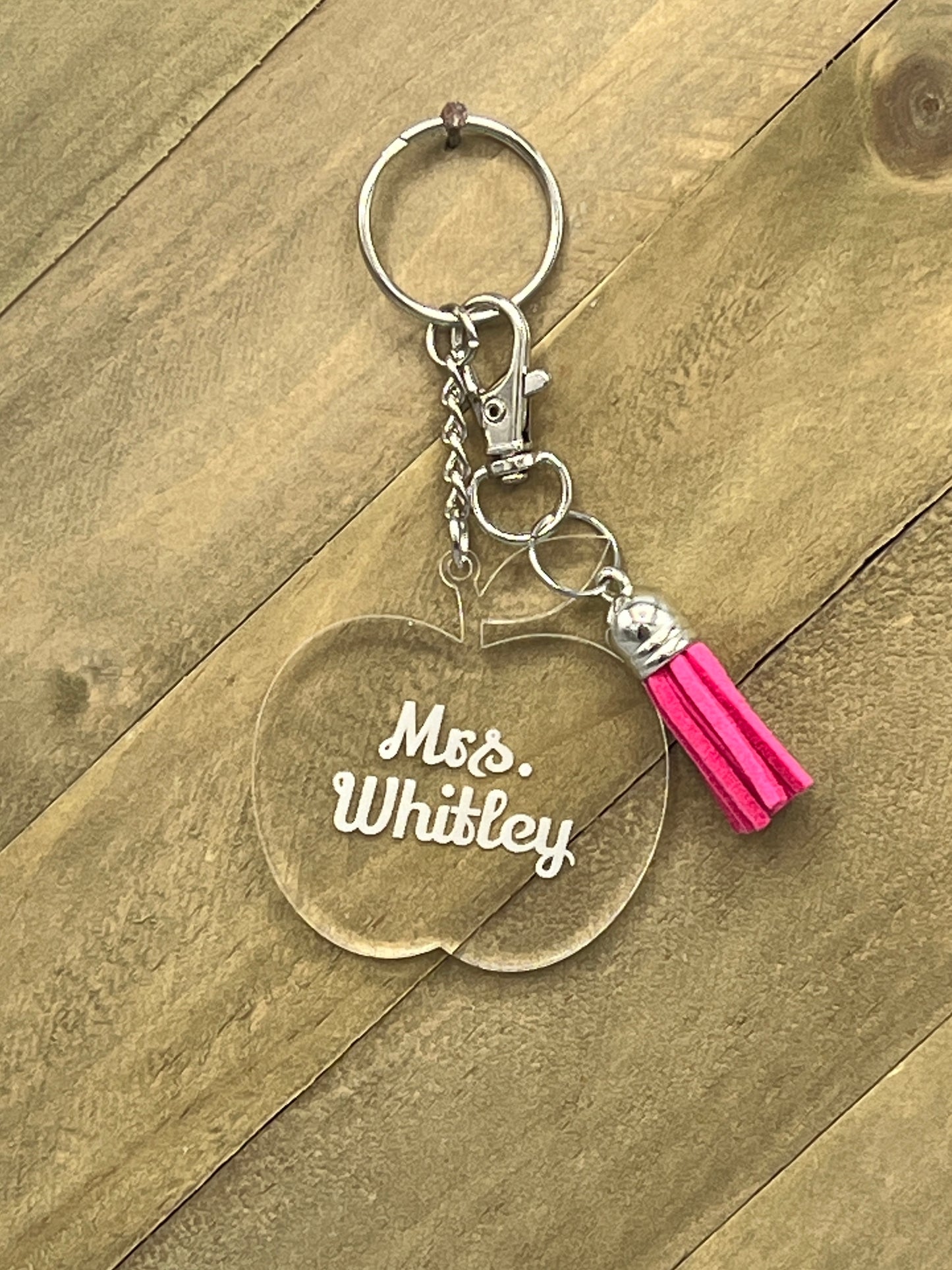 Personalized Teacher Apple Clear Acrylic Keychain