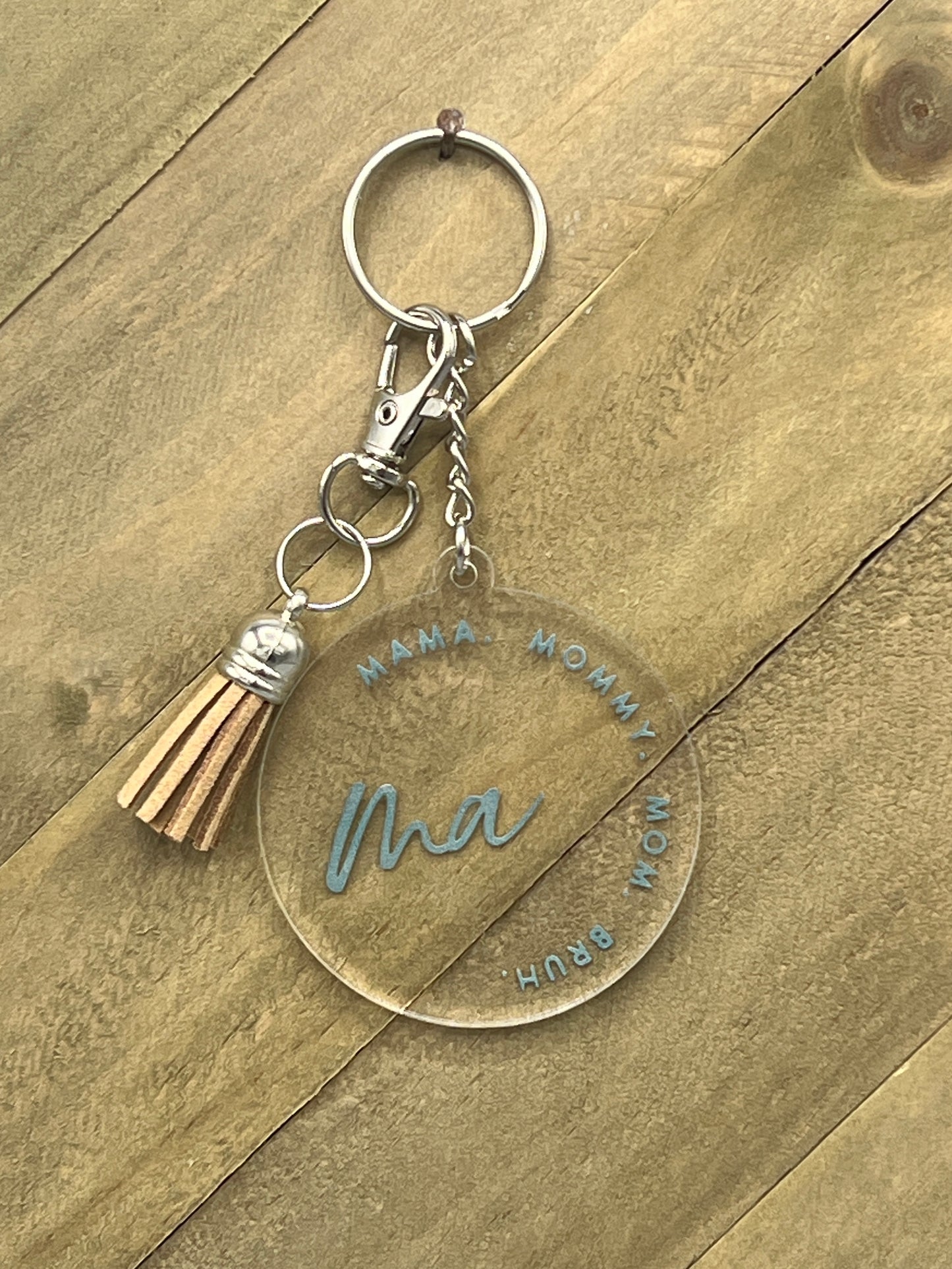 Personalized Ma, Mommy, Mom, Bruh Clear Acrylic Keychain