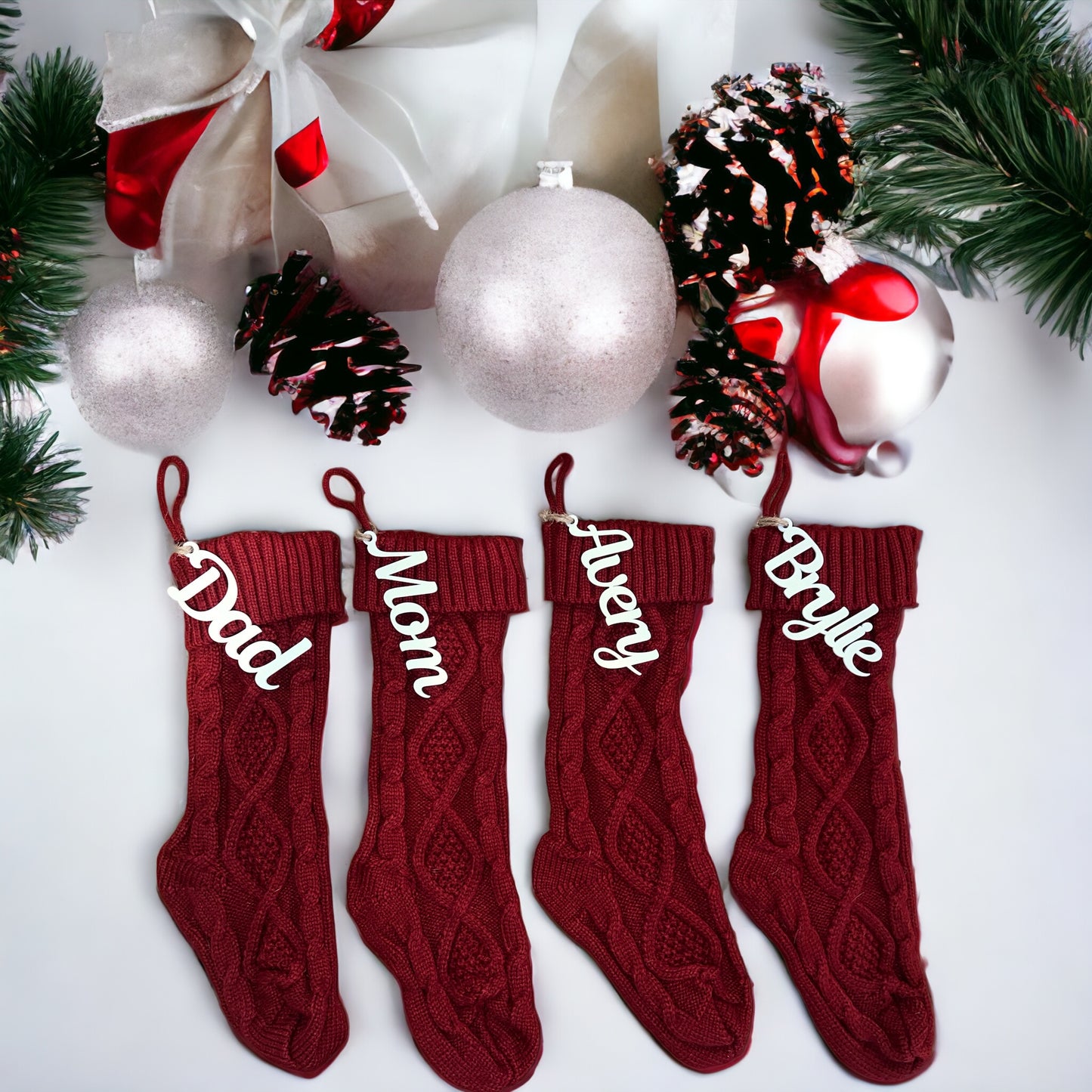 Wooden Stocking Name Tags