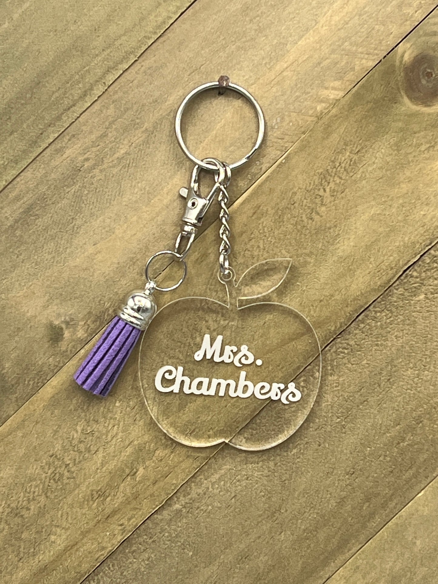 Personalized Teacher Apple Clear Acrylic Keychain