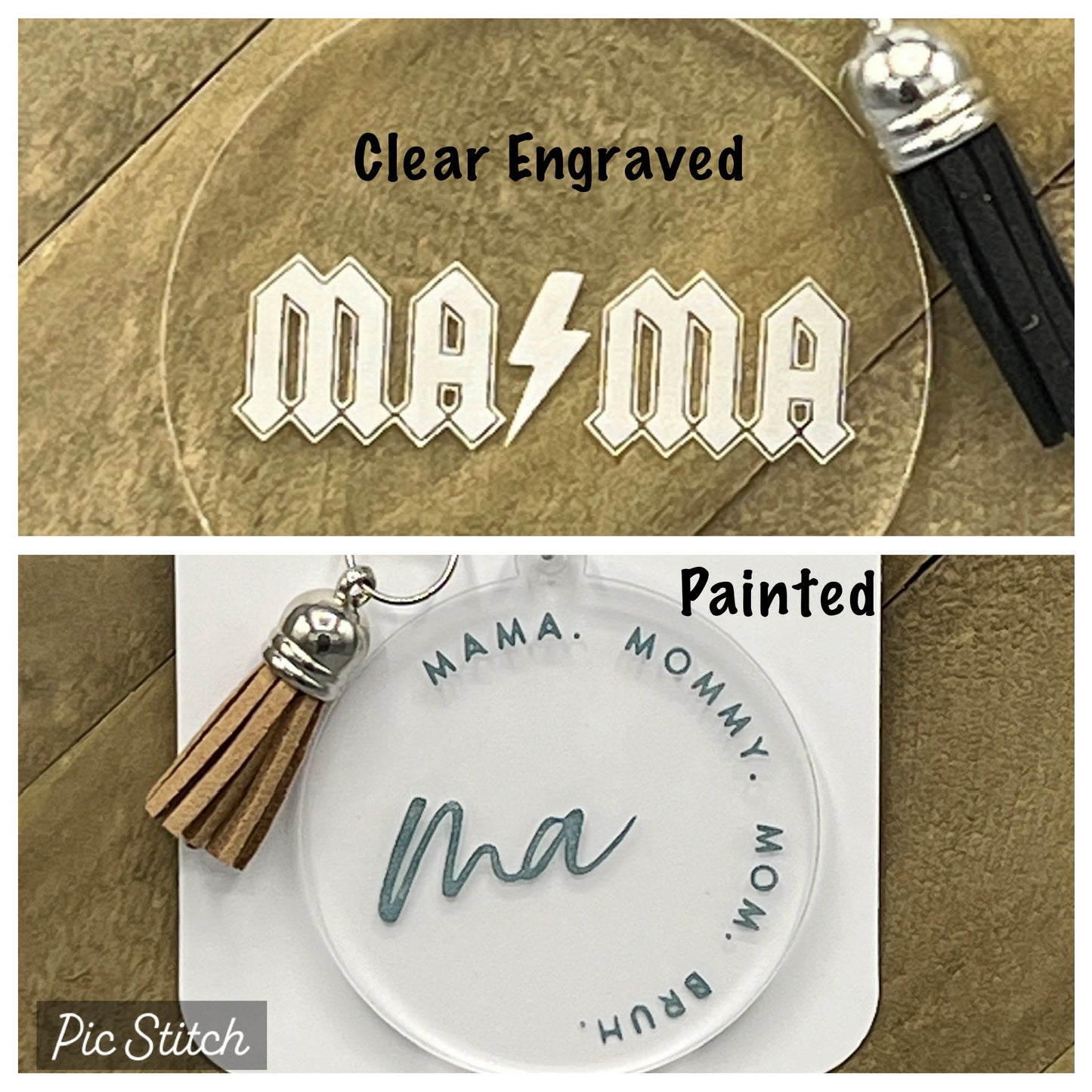 Personalized Mama Lightning Clear Acrylic Keychain