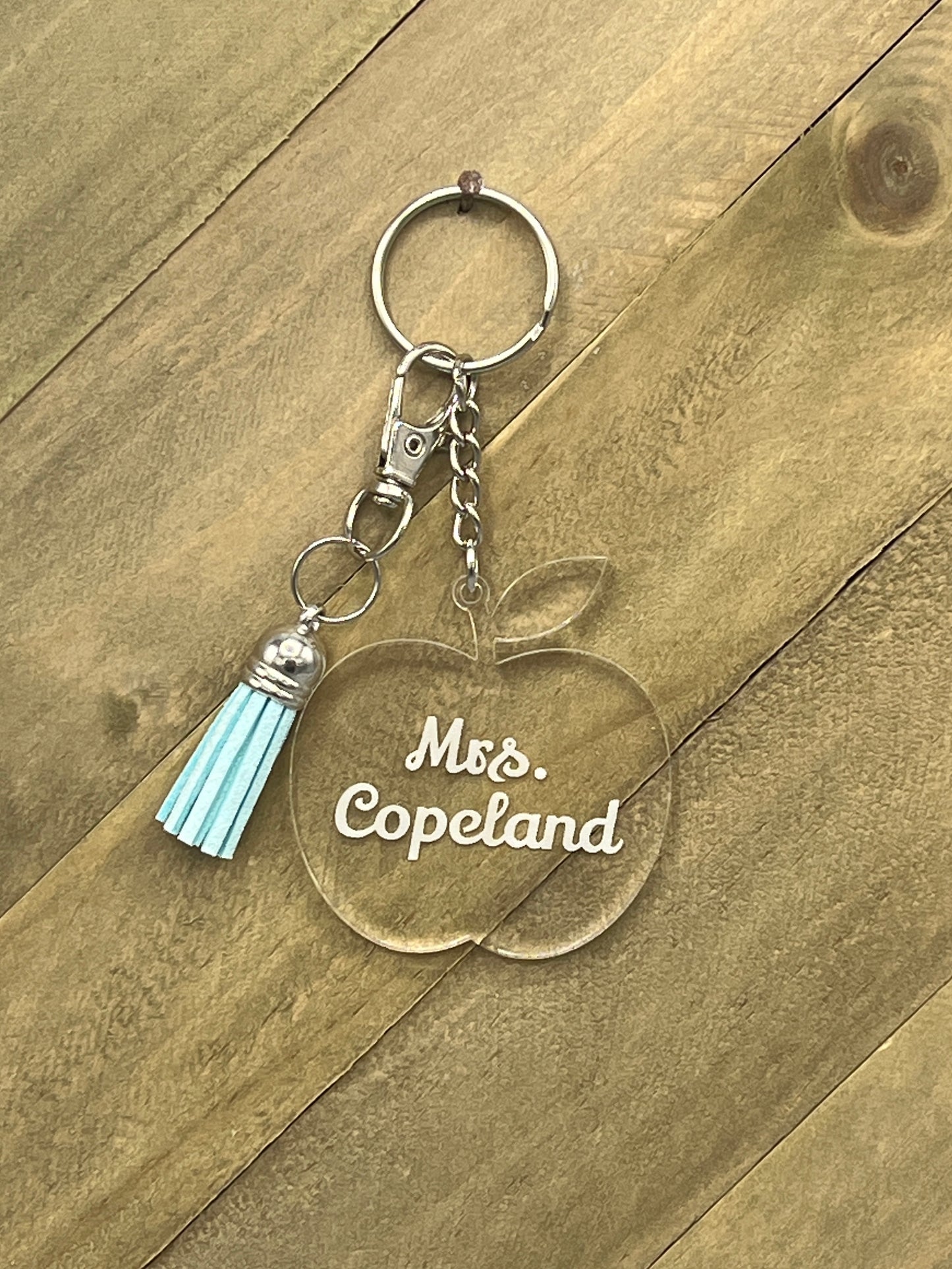 Personalized Teacher Apple Clear Acrylic Keychain
