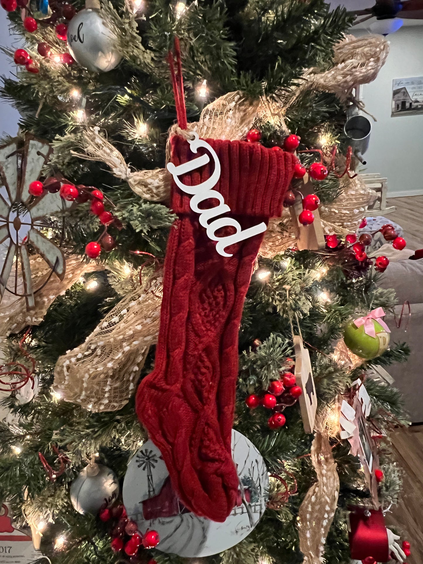 Wooden Stocking Name Tags