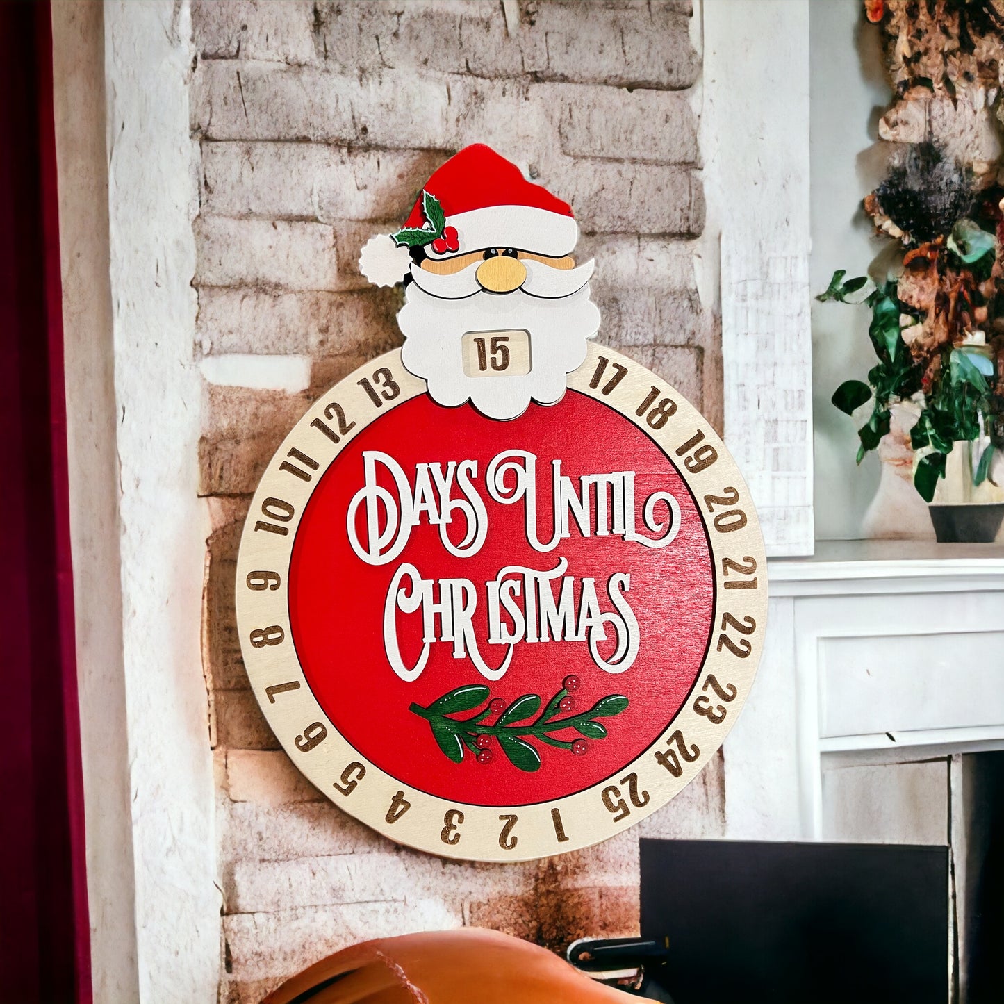 Wooden Santa Christmas Countdown
